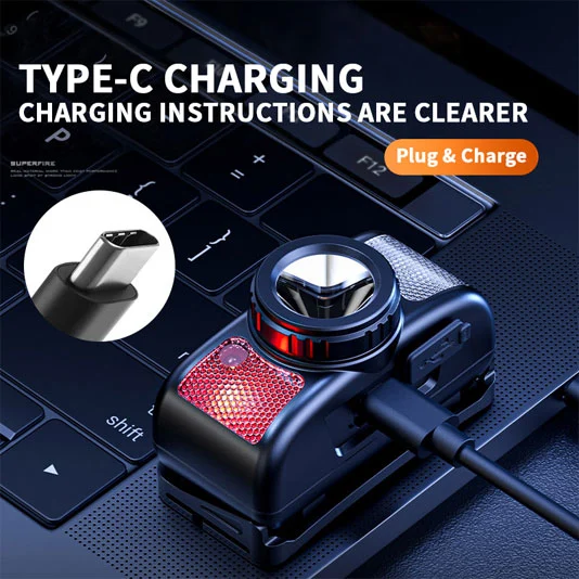 슈퍼 파이어 HL91-X 타입 c 충전 센서 헤드 램프