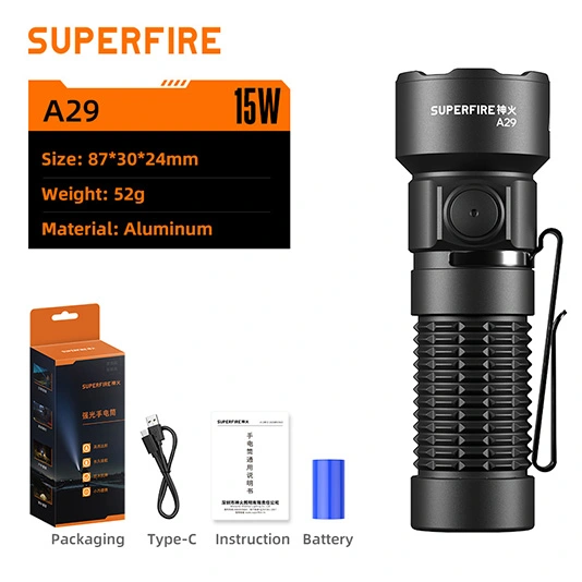SUPERFIRE A29 휴대용 Flashligth