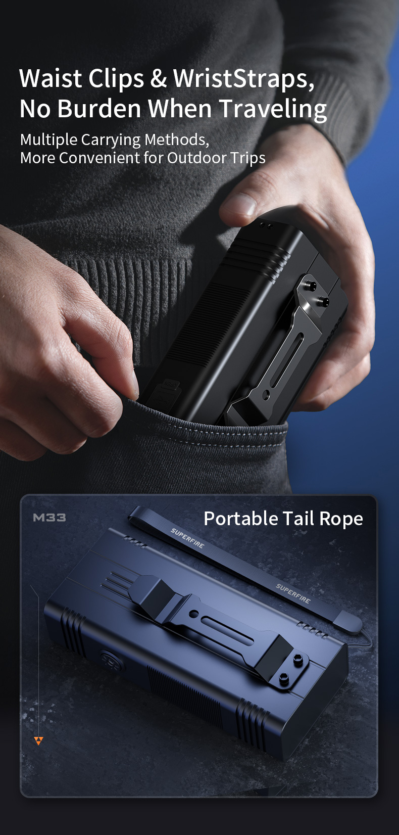 Details of SUPERFIRE M33-high-power-flashlight Details of SUPERFIRE M33-high-power-flashlight