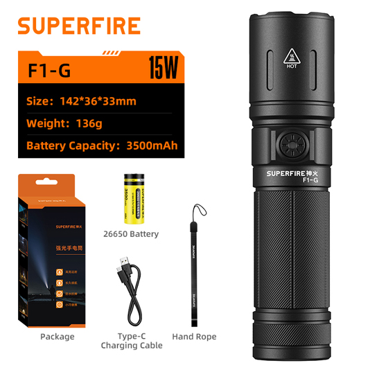 SUPERFIRE F1-G High-Intensity Flashlight - 翻译中...