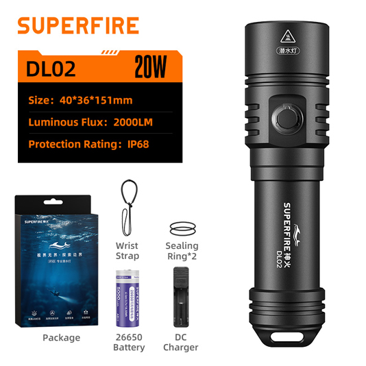 SUPERFIRE DL02 Diving Flashlight - 翻译中...