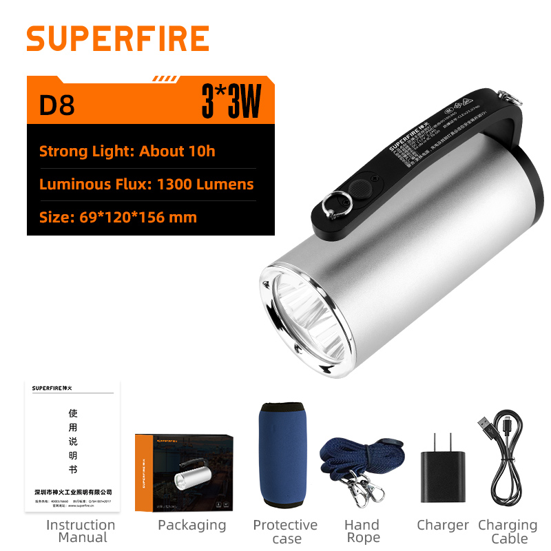 SUPERFIRE D8 Explosion Proof Flashlight - 翻译中...